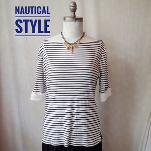 Lauren Ralph Lauren Boatneck Striped Sailor Tee